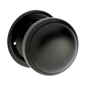 0928 Door Knob Milled Edge Round Rose Pair Matte Black D45xP46mm BP45mm