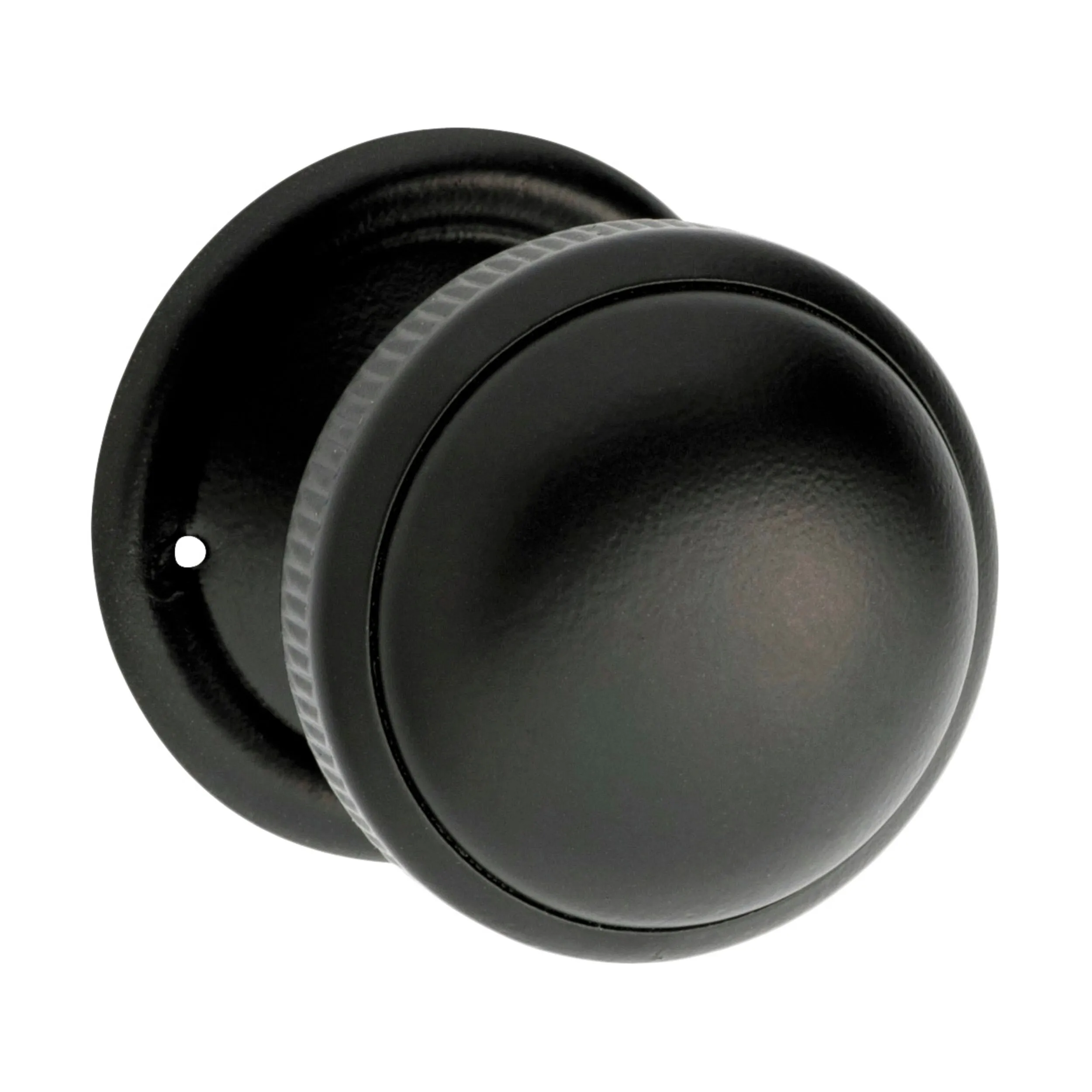 0928 Door Knob Milled Edge Round Rose Pair Matte Black D45xP46mm BP45mm