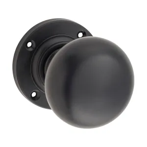 0961 Door Knob Victorian Round Rose Pair Matte Black D54xP65mm BP57mm