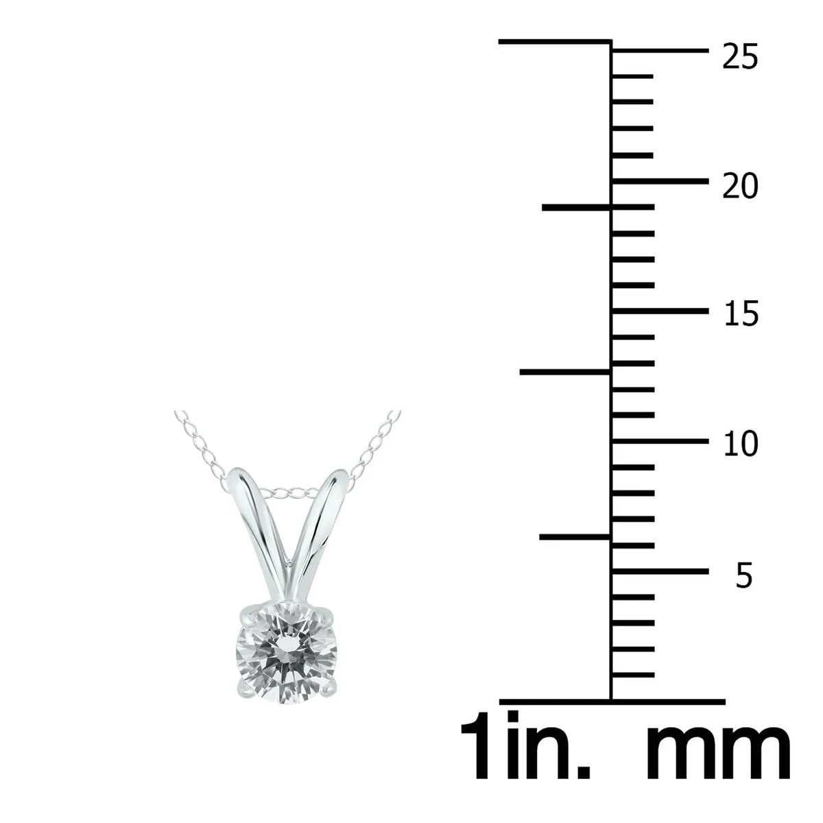 1/7 Carat Round Diamond Solitaire Pendant In 14K White Gold