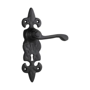 1801 Door Lever Stratford Iron Lock Pair Matte Black H192xW50xP55mm