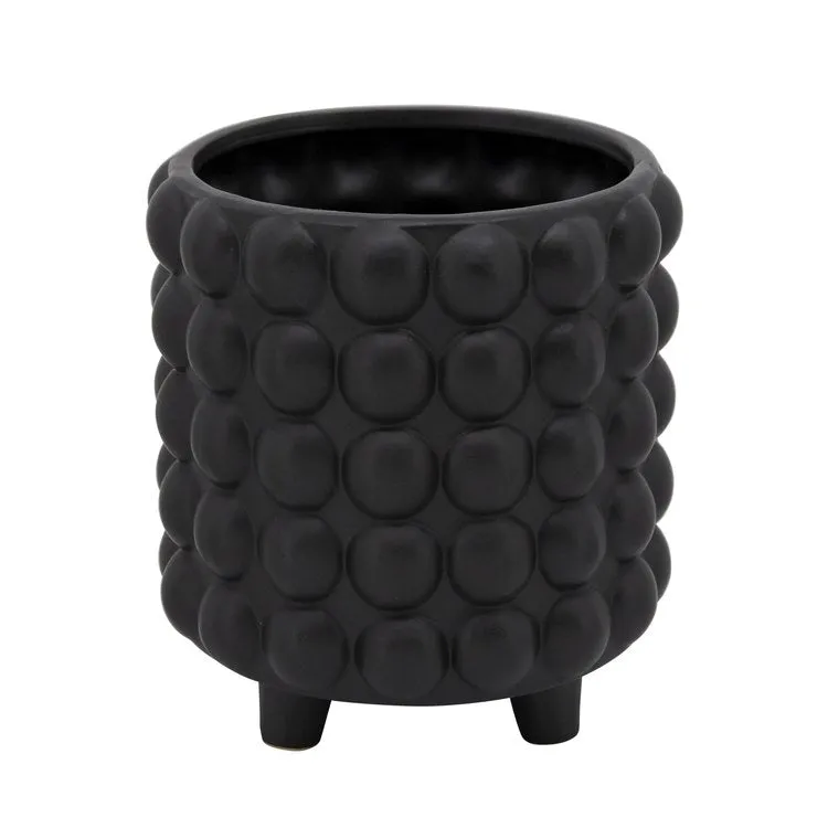6"/8" Raised Bubble Footed Ceramic Planters Set of 2 - Matte Black