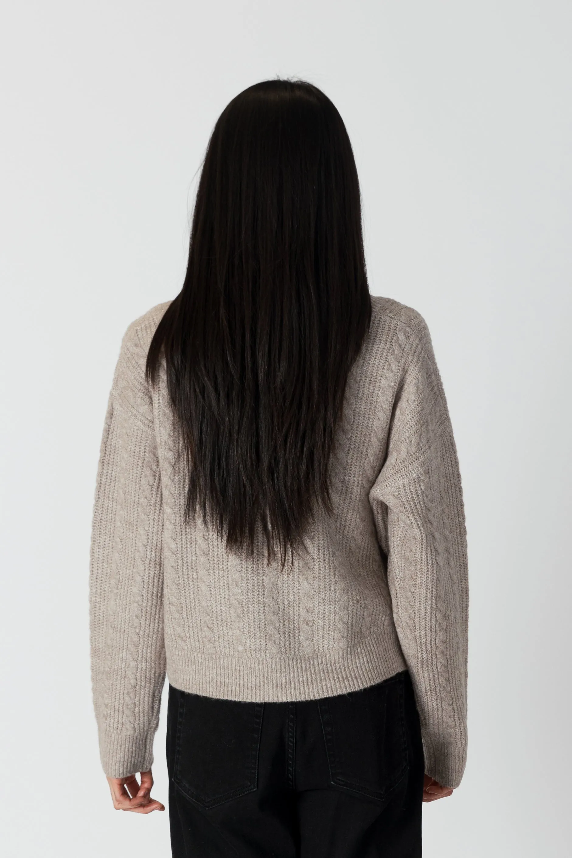 ADDIE CREW NECK SWEATER WITH CABLE DETAIL