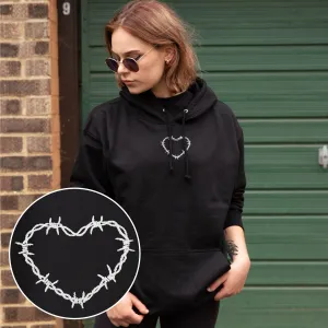 Barbed Wire Heart Embroidered Hoodie (Unisex)