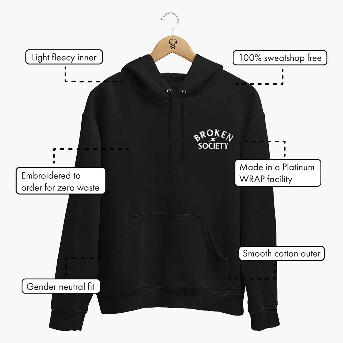 Barbed Wire Heart Embroidered Hoodie (Unisex)