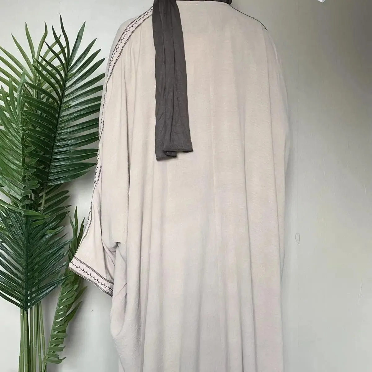 Batwing Sleeve Embroidered Open Abaya (MOA015)