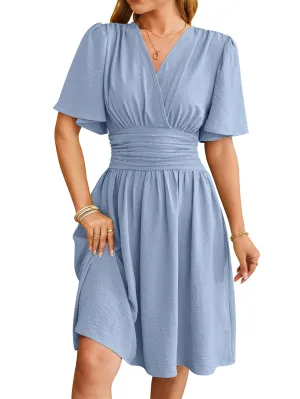 Bella V-neck Bell-Sleeved Dress