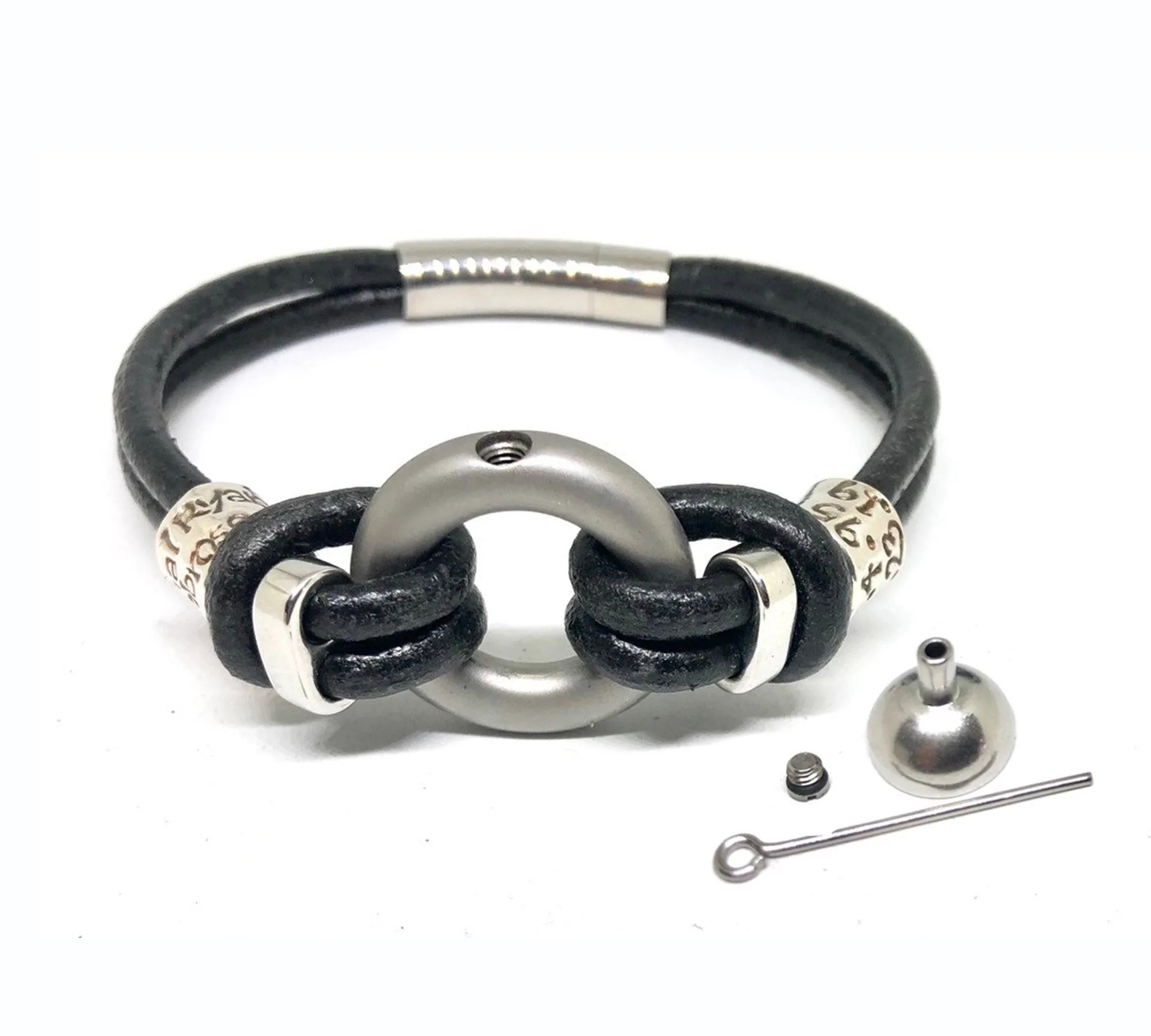 Black Double Cord, Double Urn Memorial Bracelet