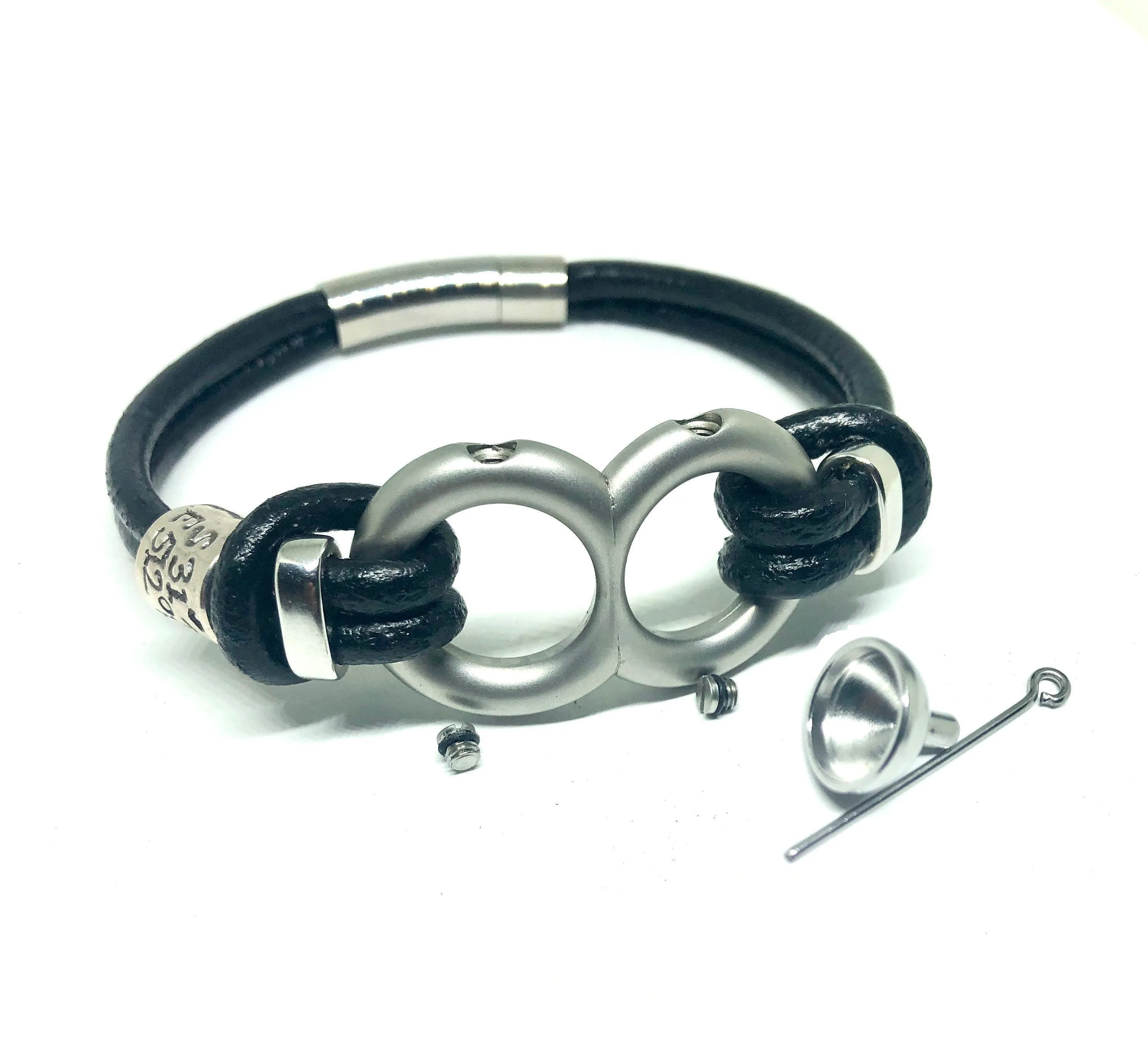 Black Double Cord, Double Urn Memorial Bracelet
