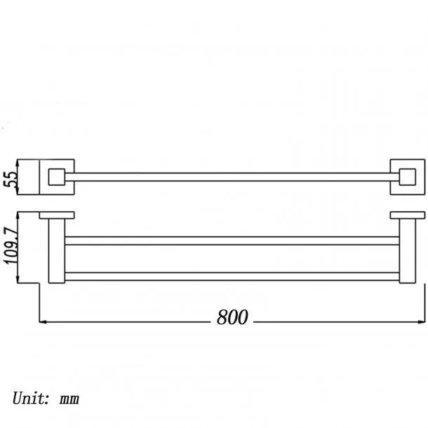 Black Double Towel Rail 800mm