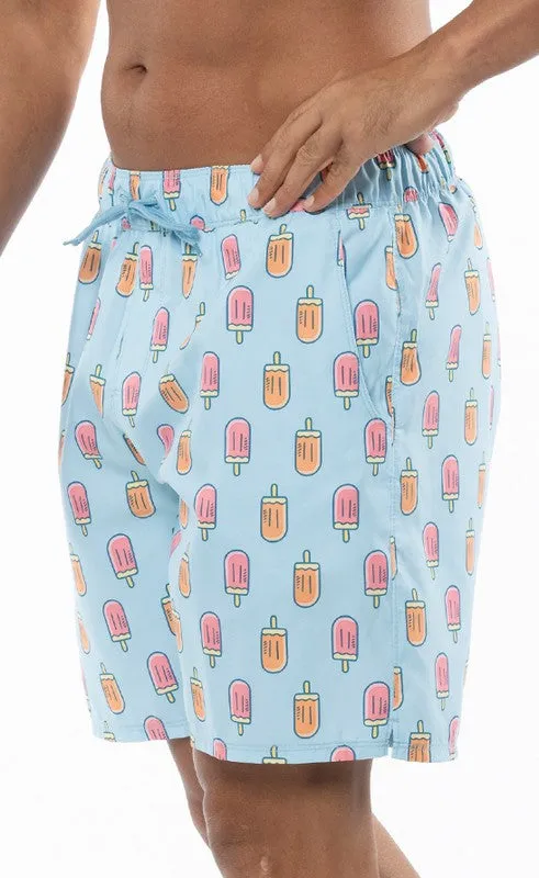 Blue Swimming Trunk Board Shorts Elastic