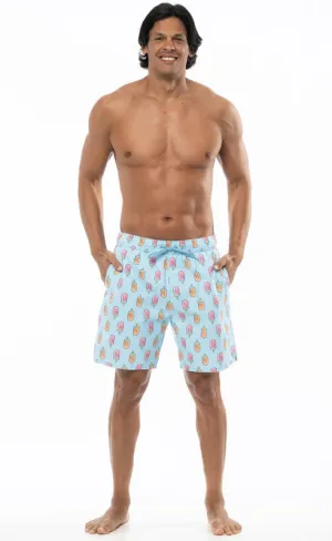 Blue Swimming Trunk Board Shorts Elastic