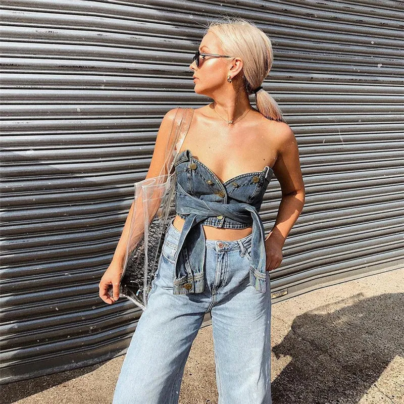 Bow Off Shoulder Pure Color  Crop Top