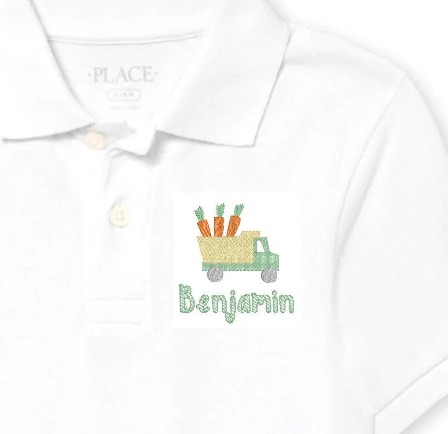 Boys Easter Dump Truck Monogram Polo Design