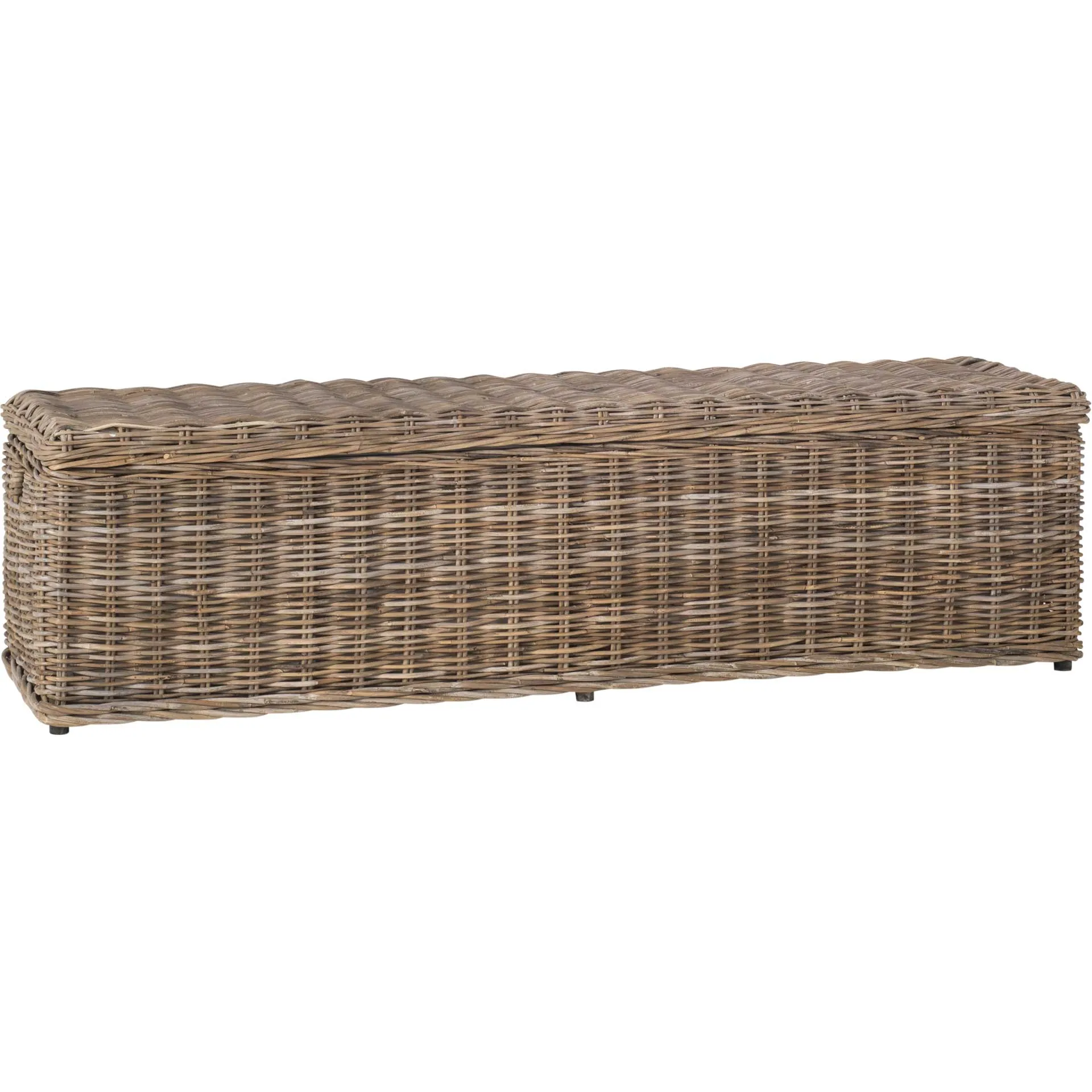 Caine Wicker Bench With Storage Gray