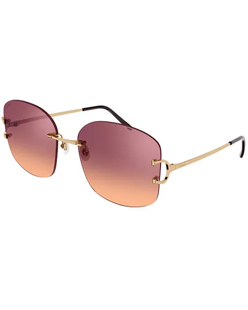 CARTIER | Rimlessun Woman Sunglasses | Gold & Red