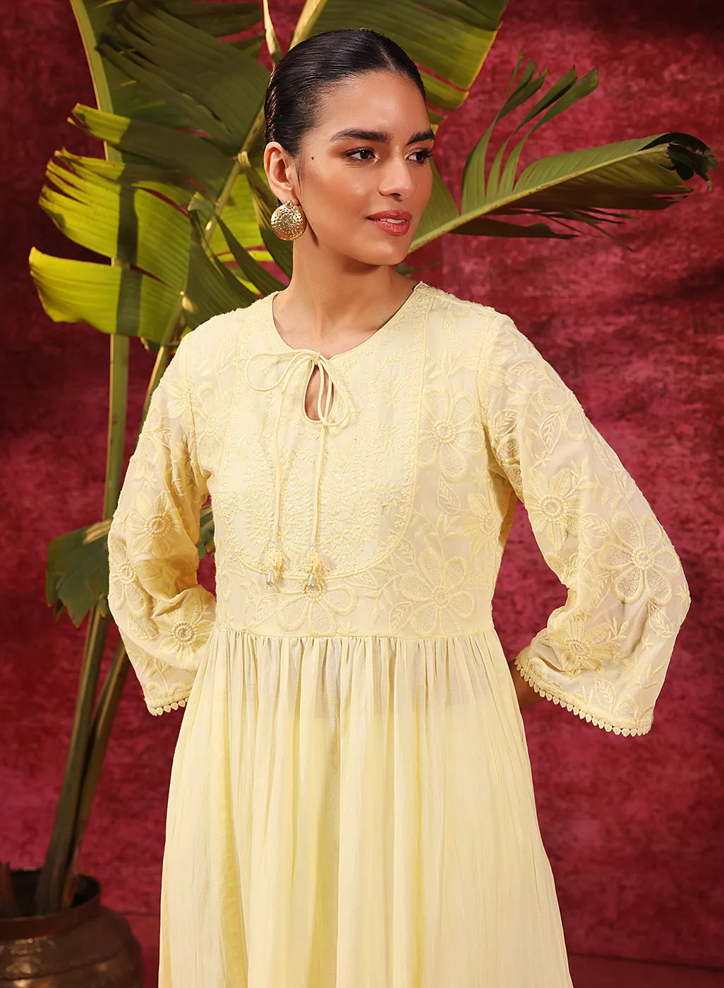 Chandni Butter Embroidered Crinkled Viscose Georgette Designer Kurti for Women