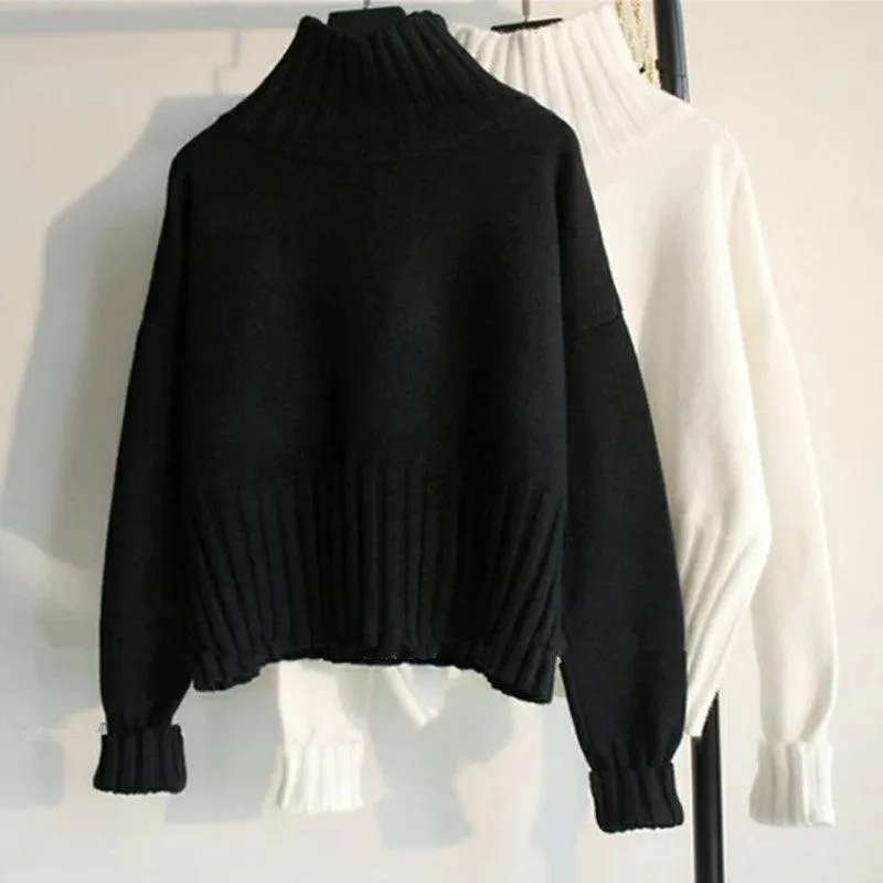 Chic Ribbed Turtleneck Pullover - Stylish Fit, Cozy Comfort