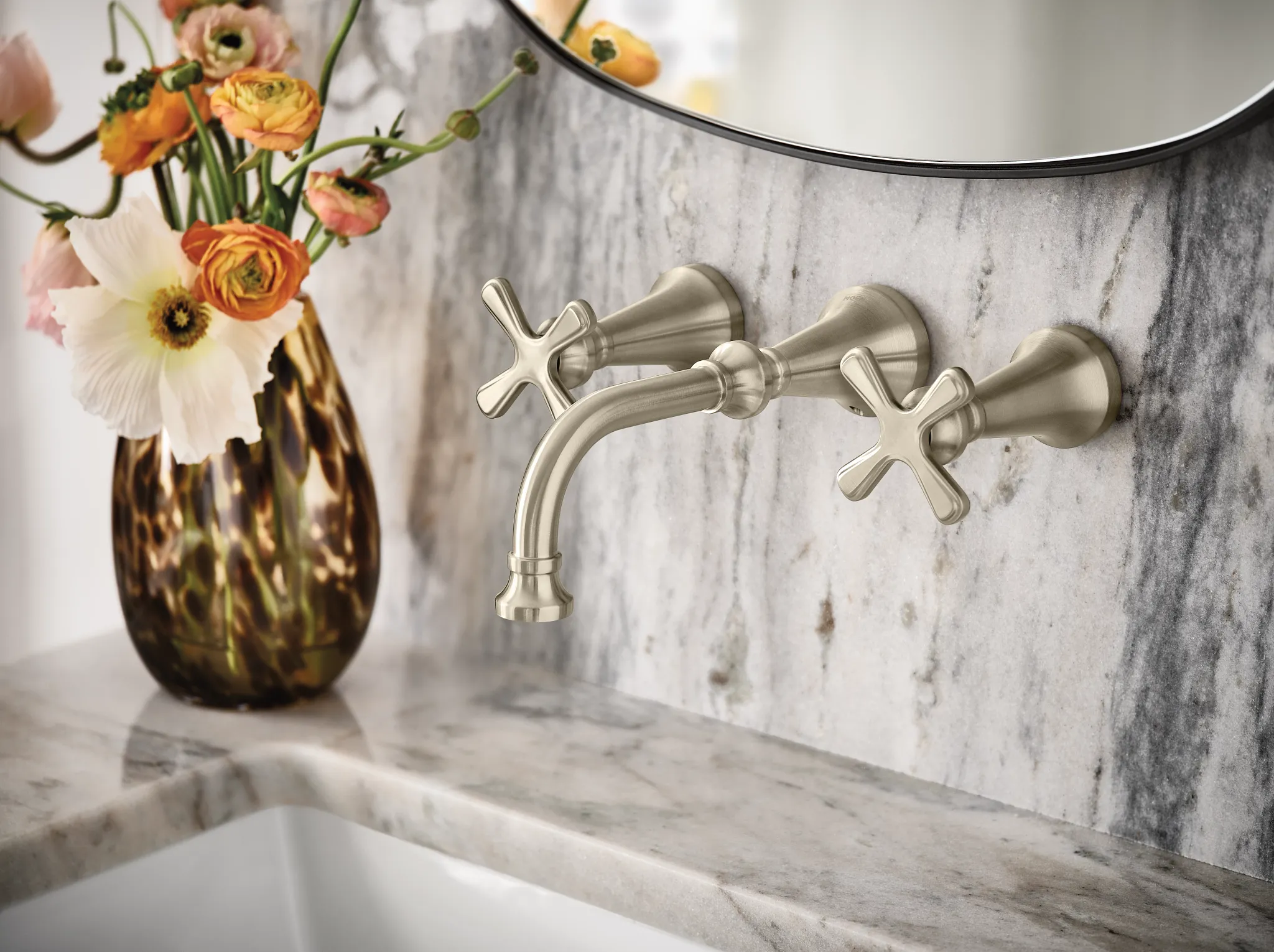 Colinet Chrome two-handle wall mount bathroom faucet