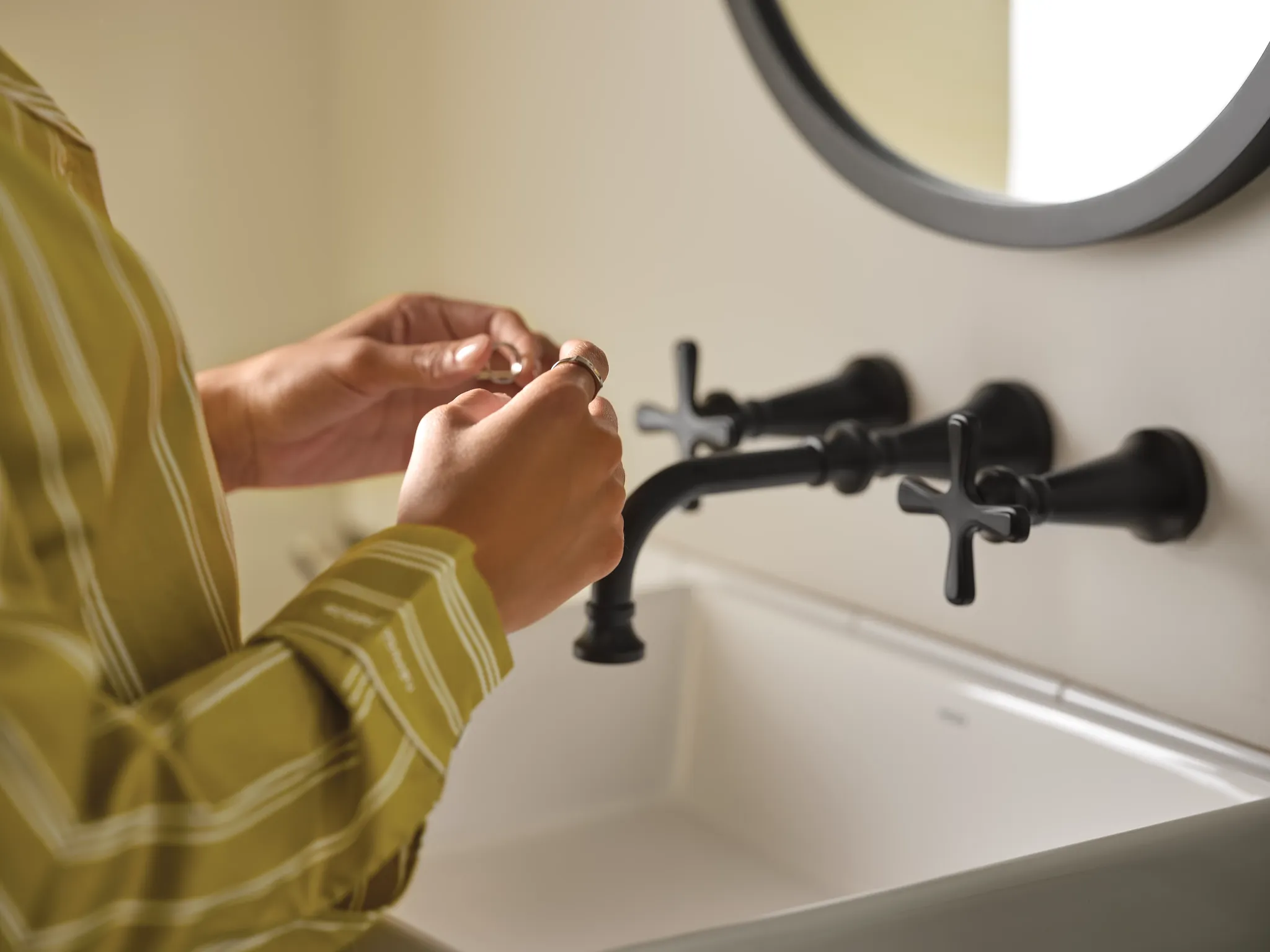 Colinet Chrome two-handle wall mount bathroom faucet