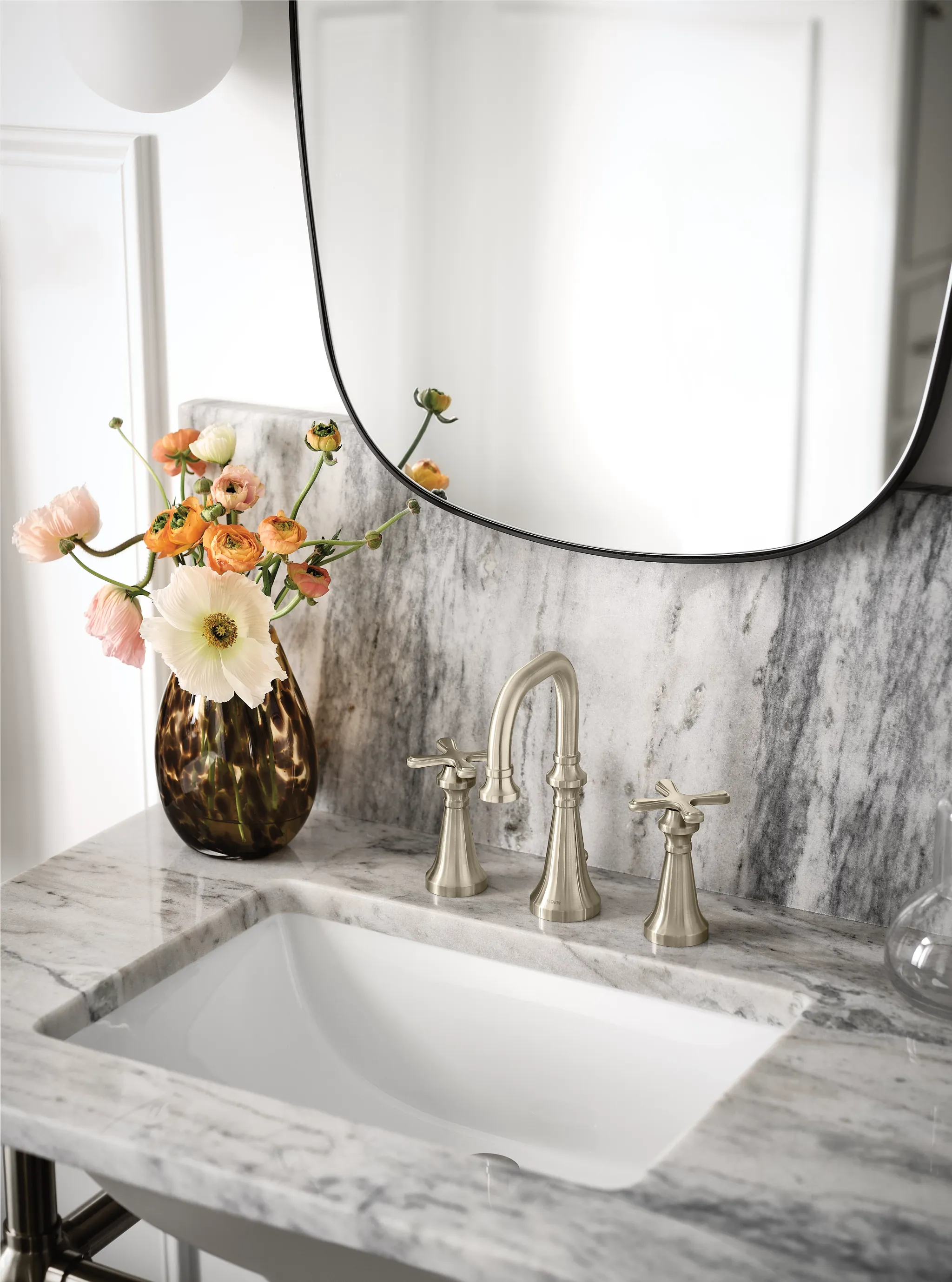 Colinet Chrome two-handle wall mount bathroom faucet
