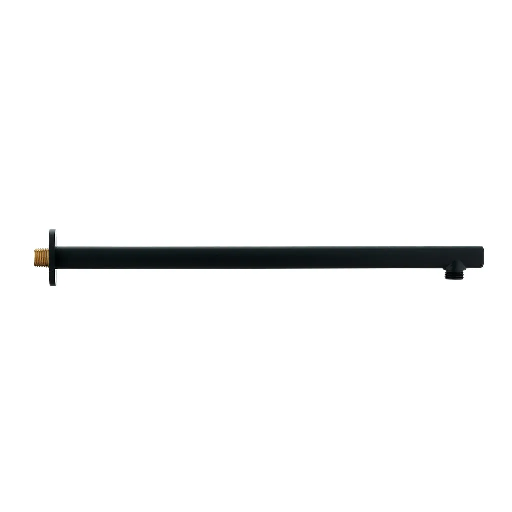 DAX Brass Round Shower Arm - 12" - Matte Black Finish (DAX-1053-300-BL)