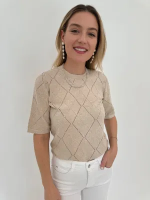 Diamond Stitch Tee - Natural