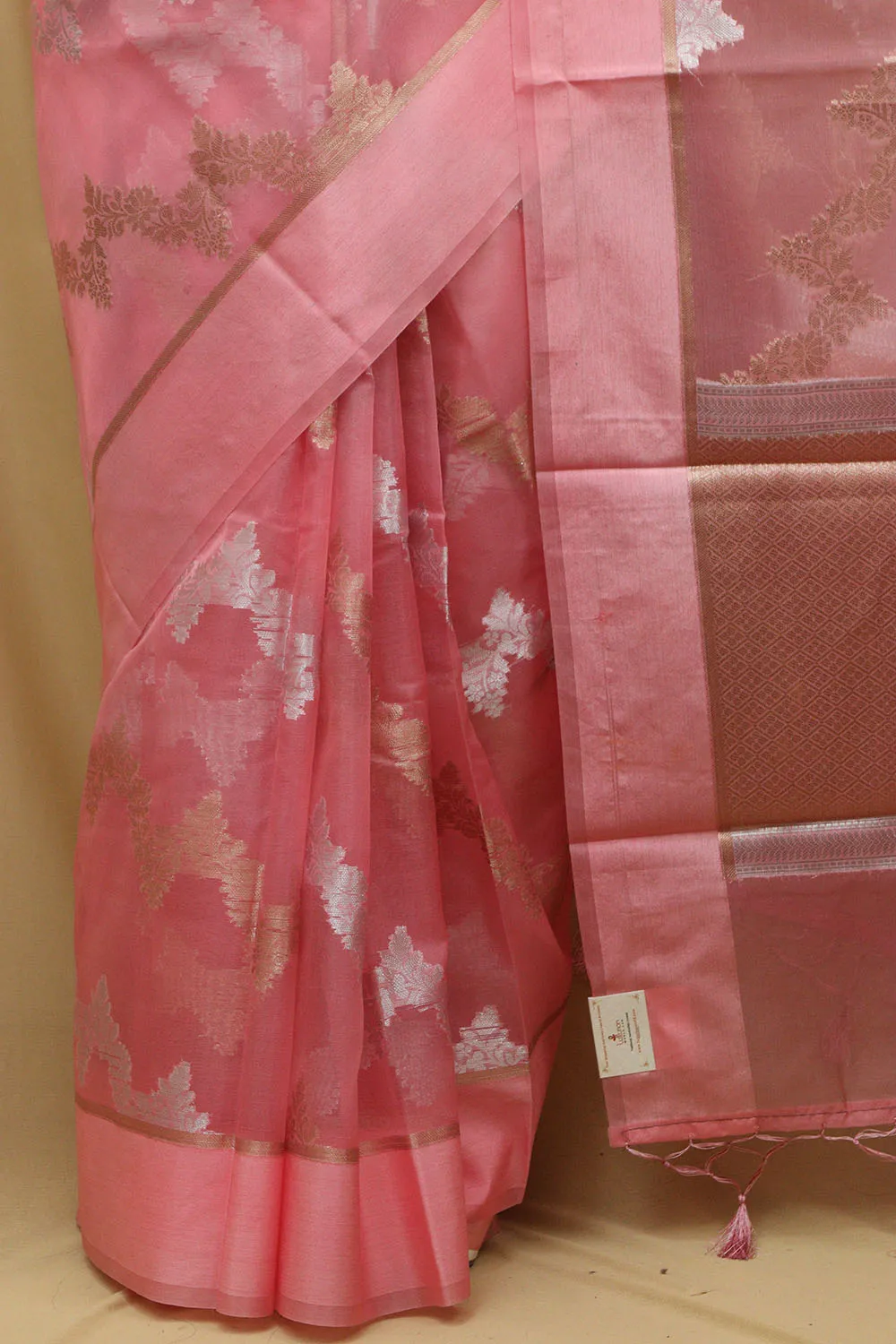 Elegant Pink Banarasi Organza Silk Sona Roopa Saree