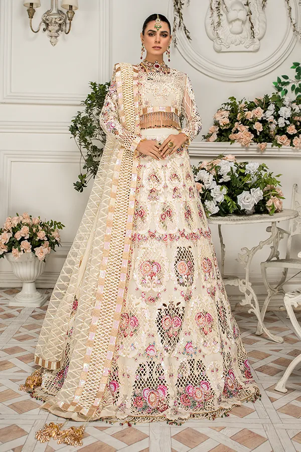 Elegant White Lehenga Choli for Wedding Party #PF404