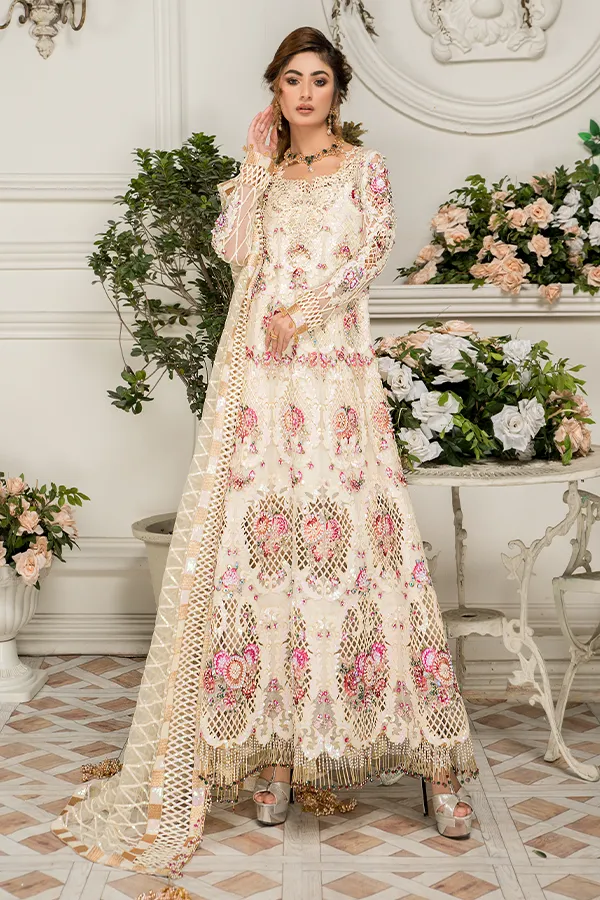 Elegant White Lehenga Choli for Wedding Party #PF404