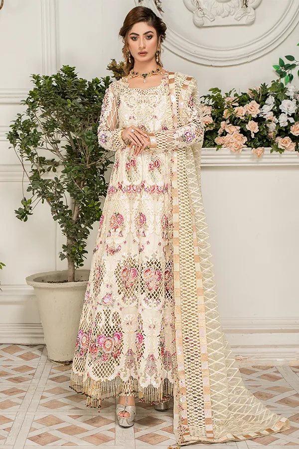 Elegant White Lehenga Choli for Wedding Party #PF404