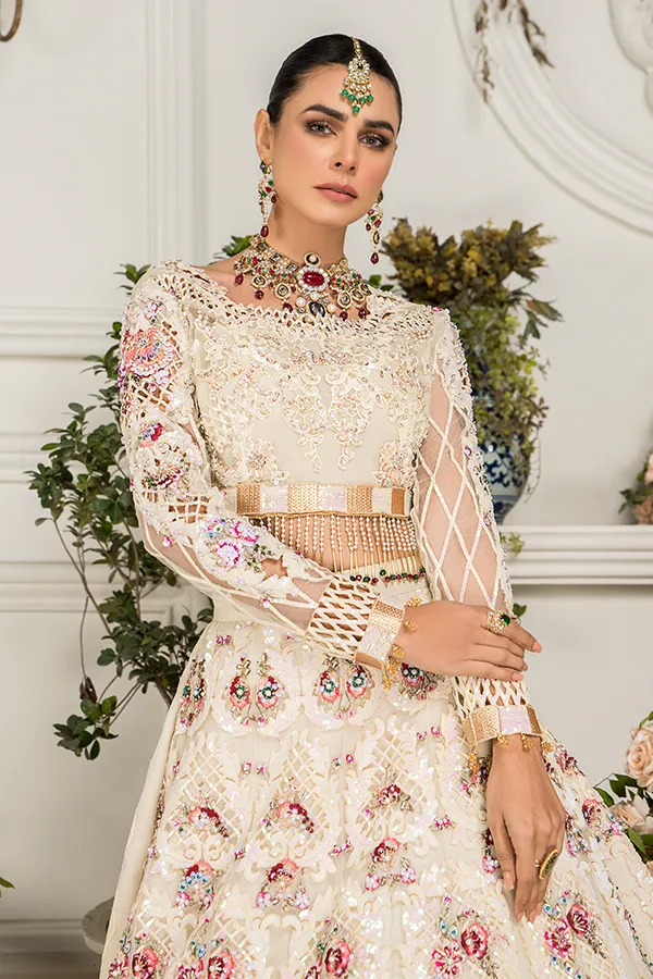 Elegant White Lehenga Choli for Wedding Party #PF404