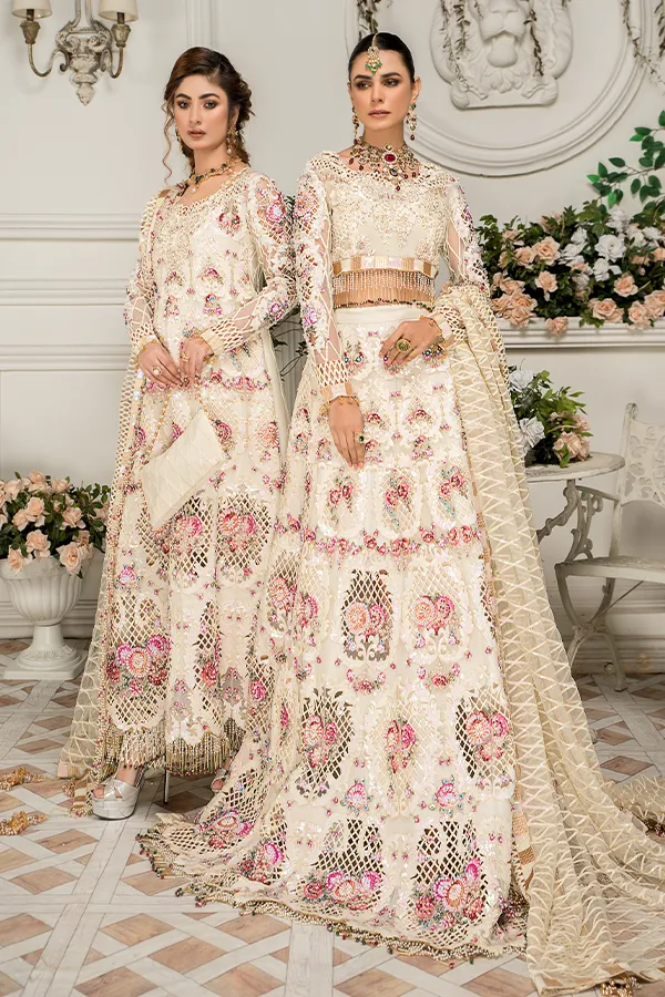 Elegant White Lehenga Choli for Wedding Party #PF404