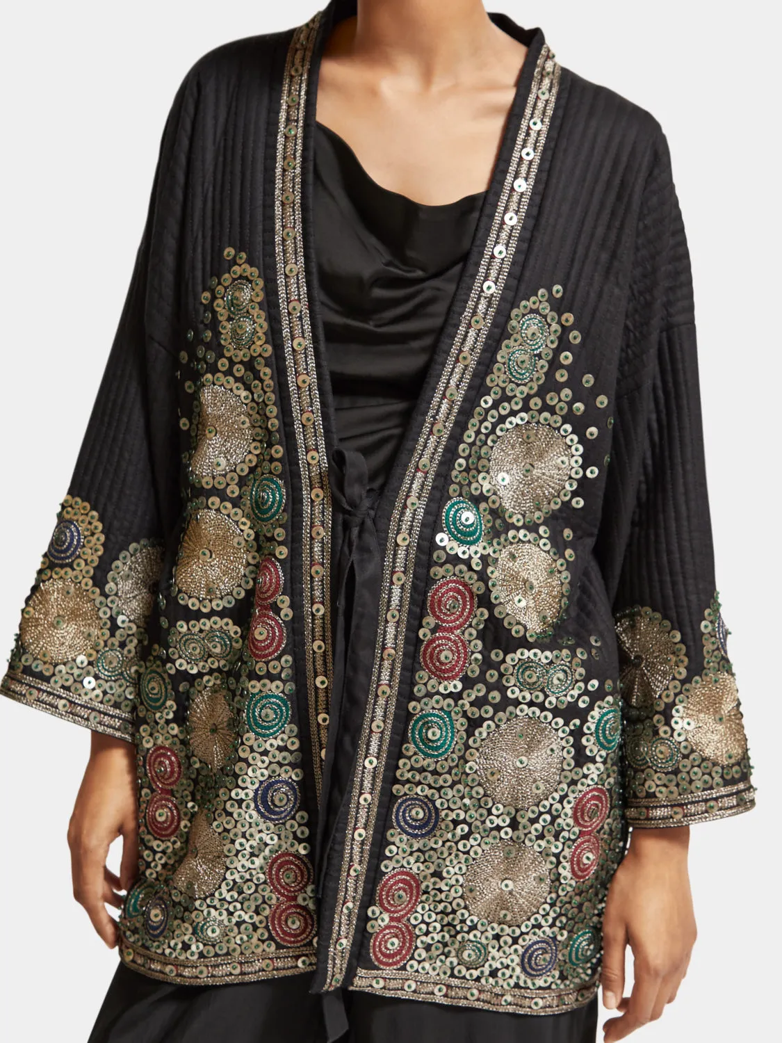 Embroidered kimono jacket