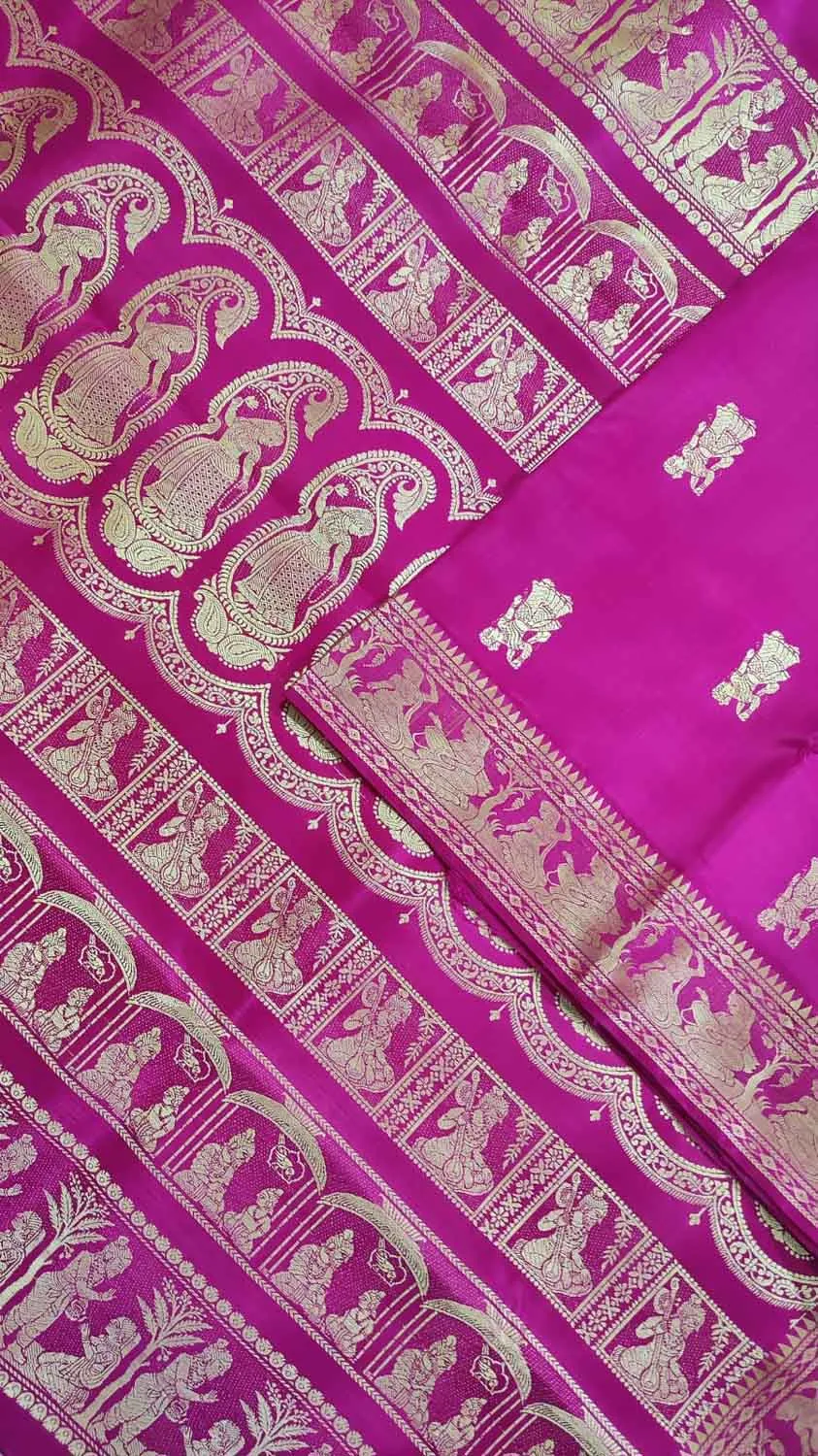 Exquisite Pink Baluchari Handloom Silk Saree - Pure Elegance
