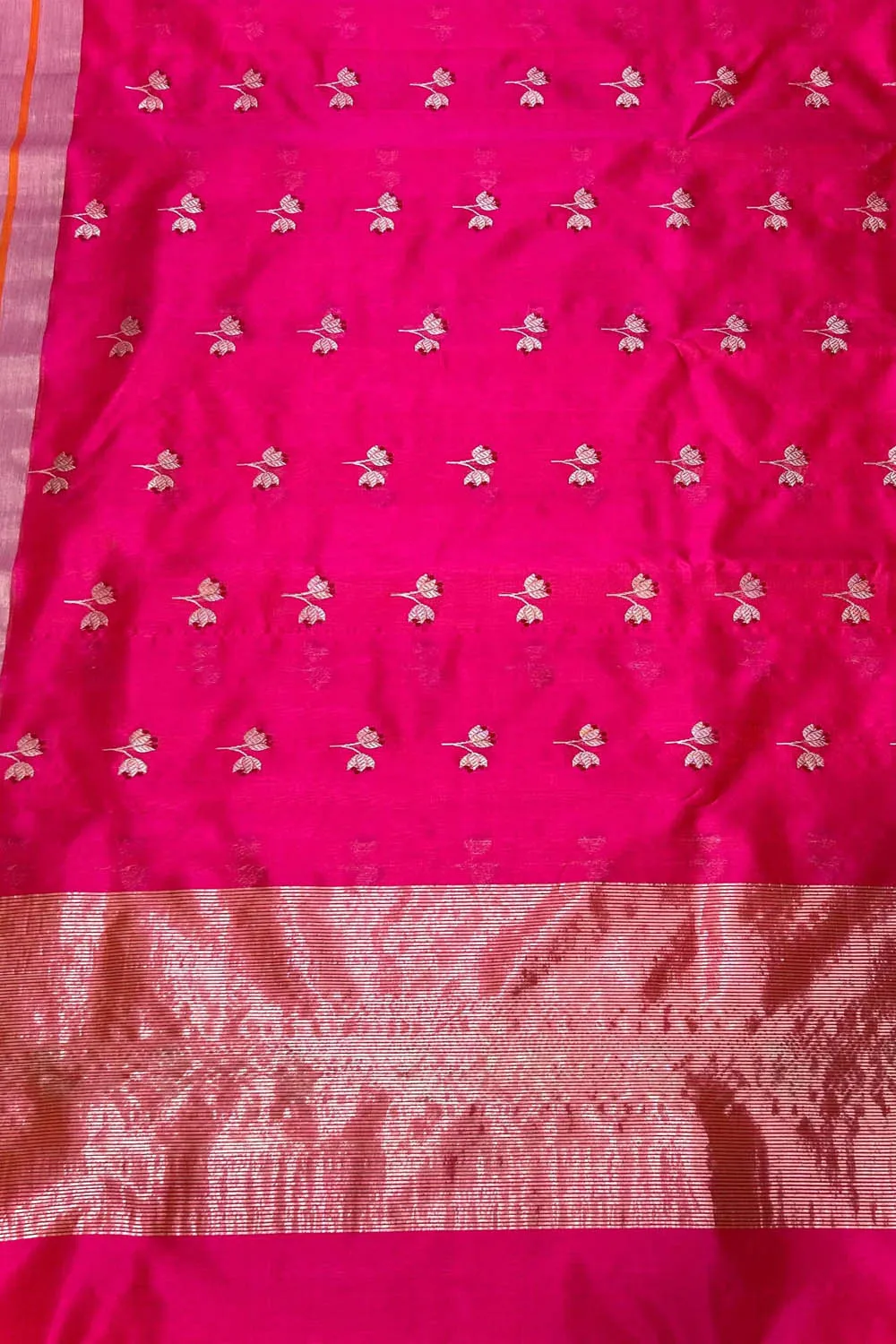 Exquisite Pink Chanderi Handloom Silk Meenakari Saree