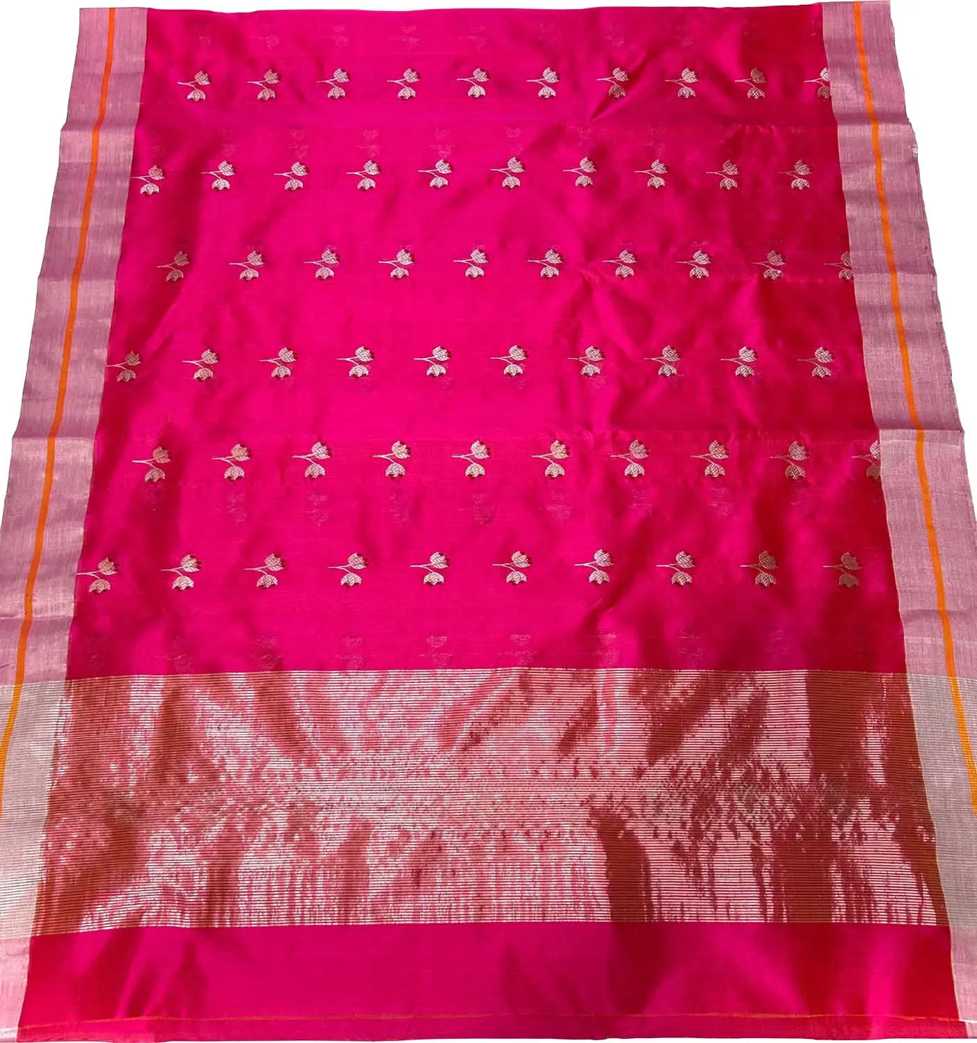 Exquisite Pink Chanderi Handloom Silk Meenakari Saree