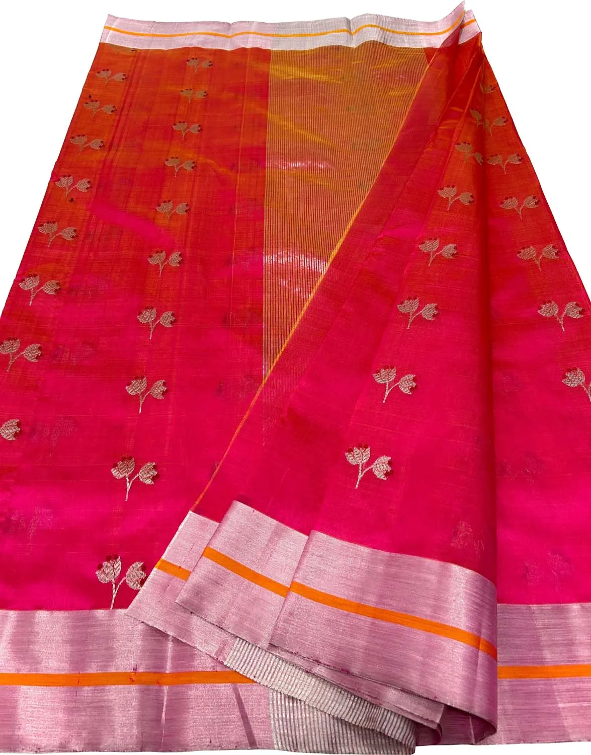 Exquisite Pink Chanderi Handloom Silk Meenakari Saree