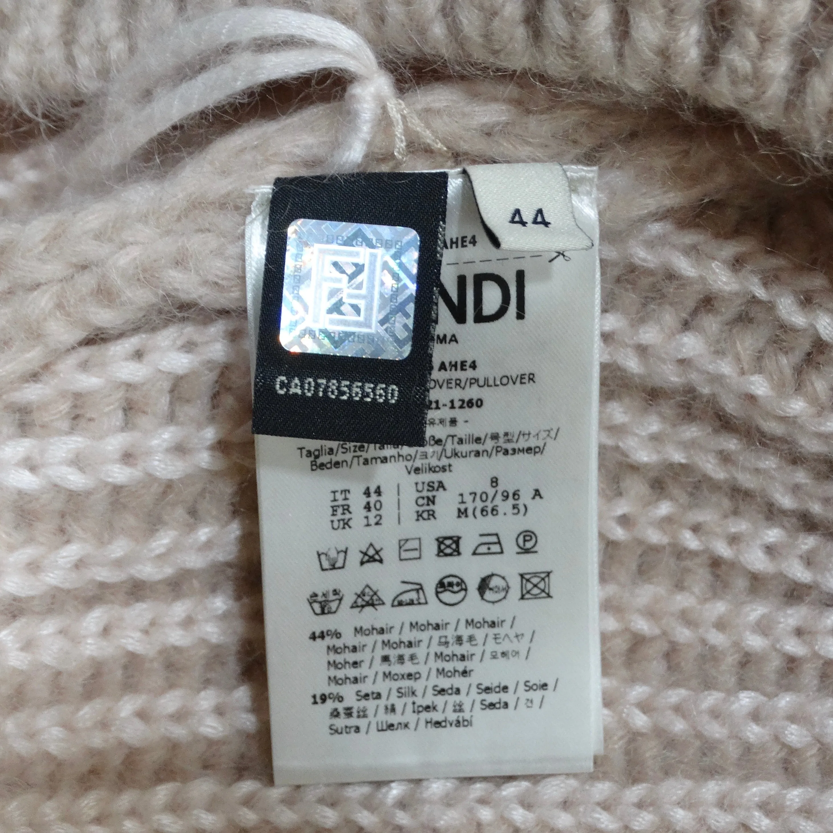 Fendi Blush Pink Cashmere Cropped Sweater