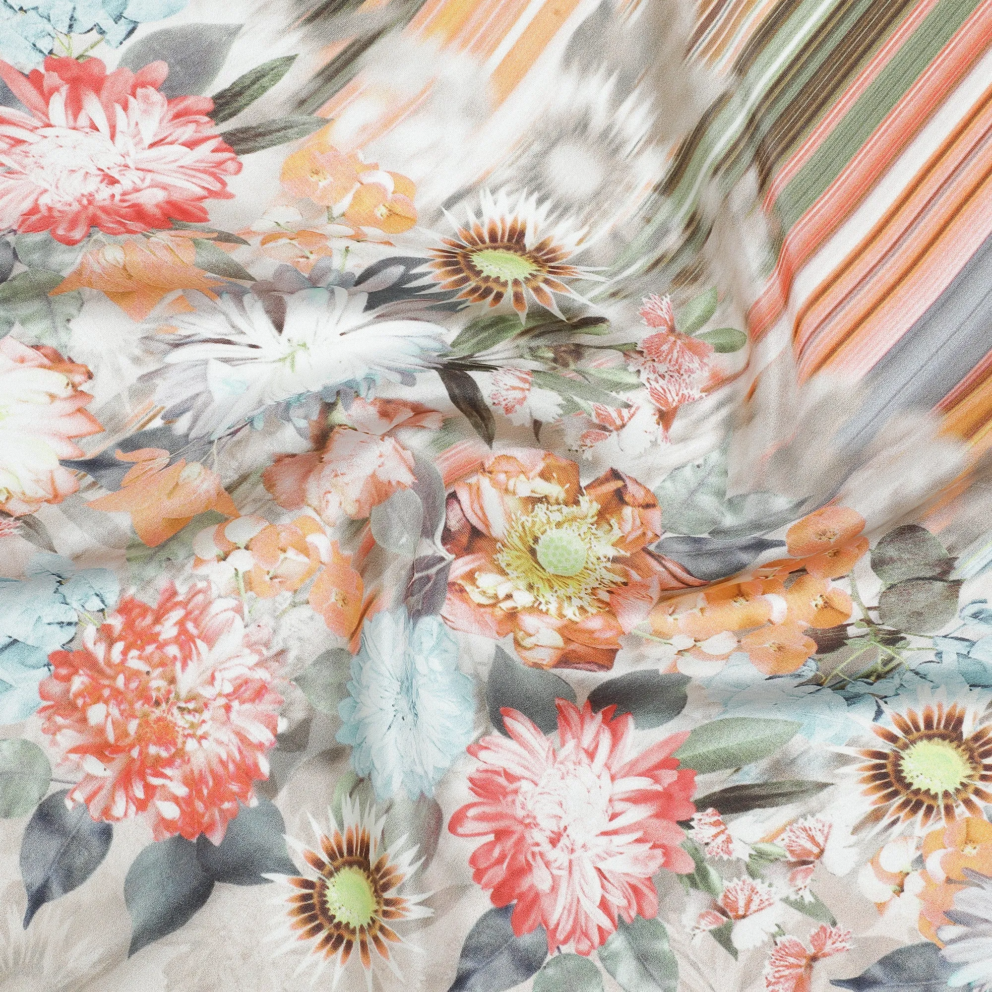 Floral Printed Design Silk Stole