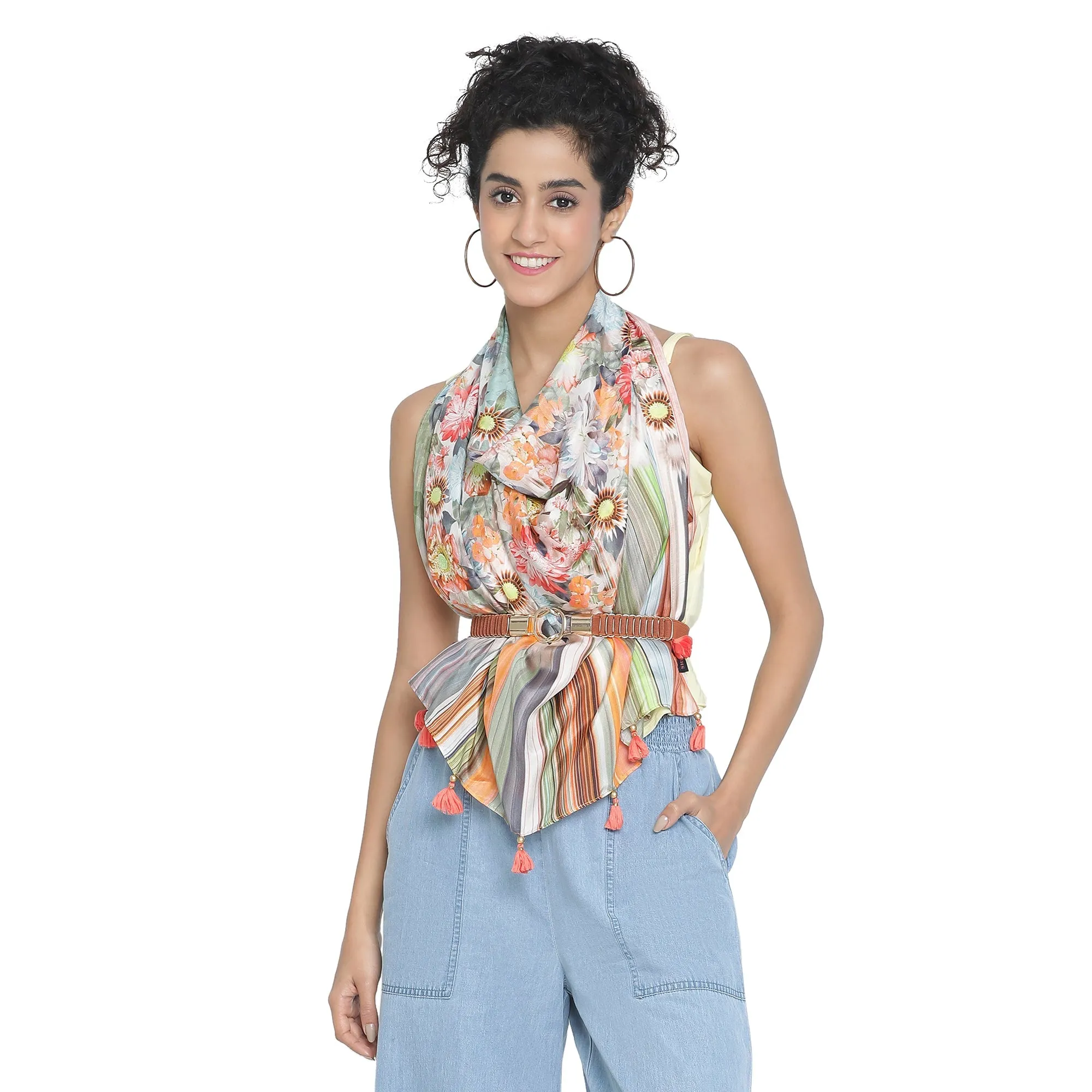 Floral Printed Design Silk Stole