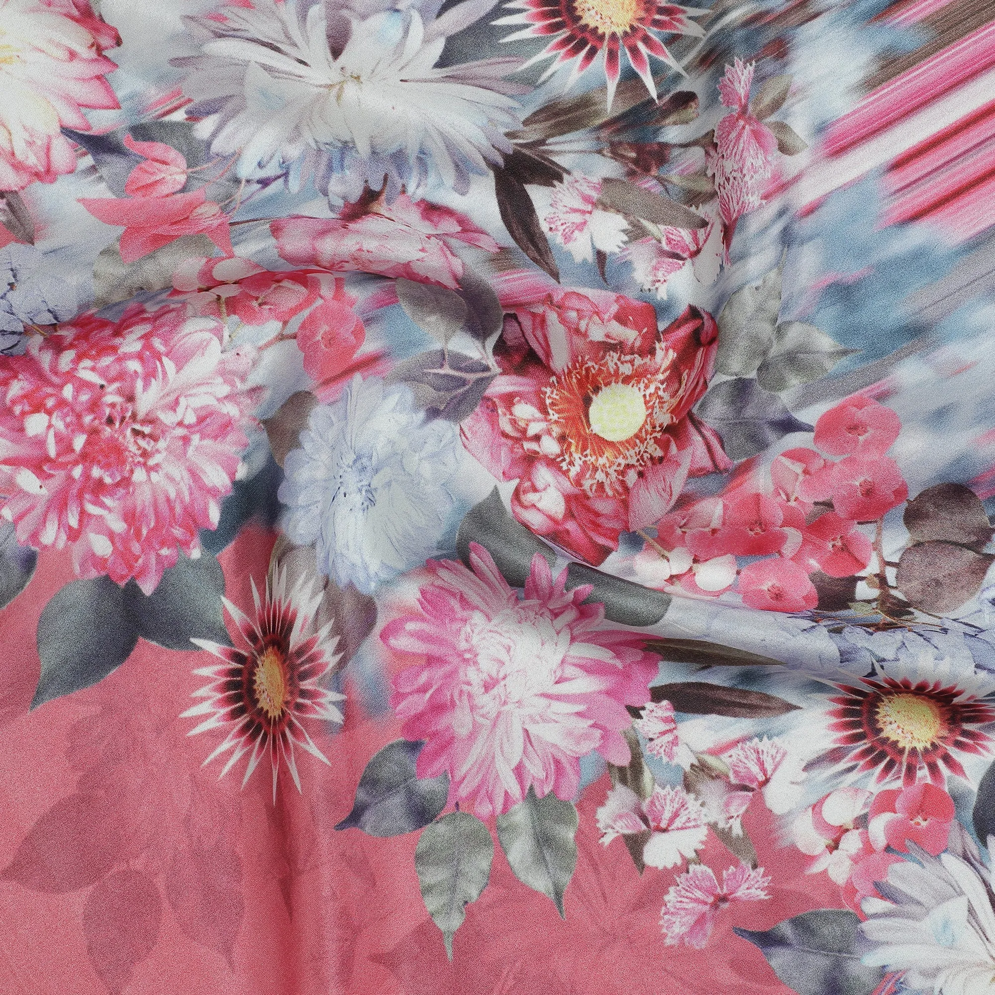 Floral Printed Design Silk Stole