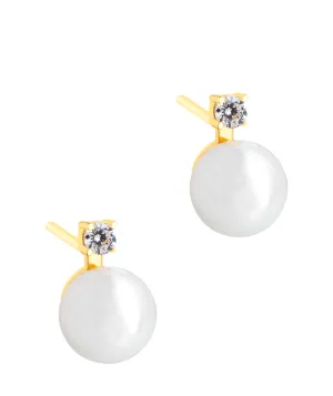 Gift Packaged 'Tomasa' 18ct Yellow Gold Plated 925 Silver & Pearl Earrings