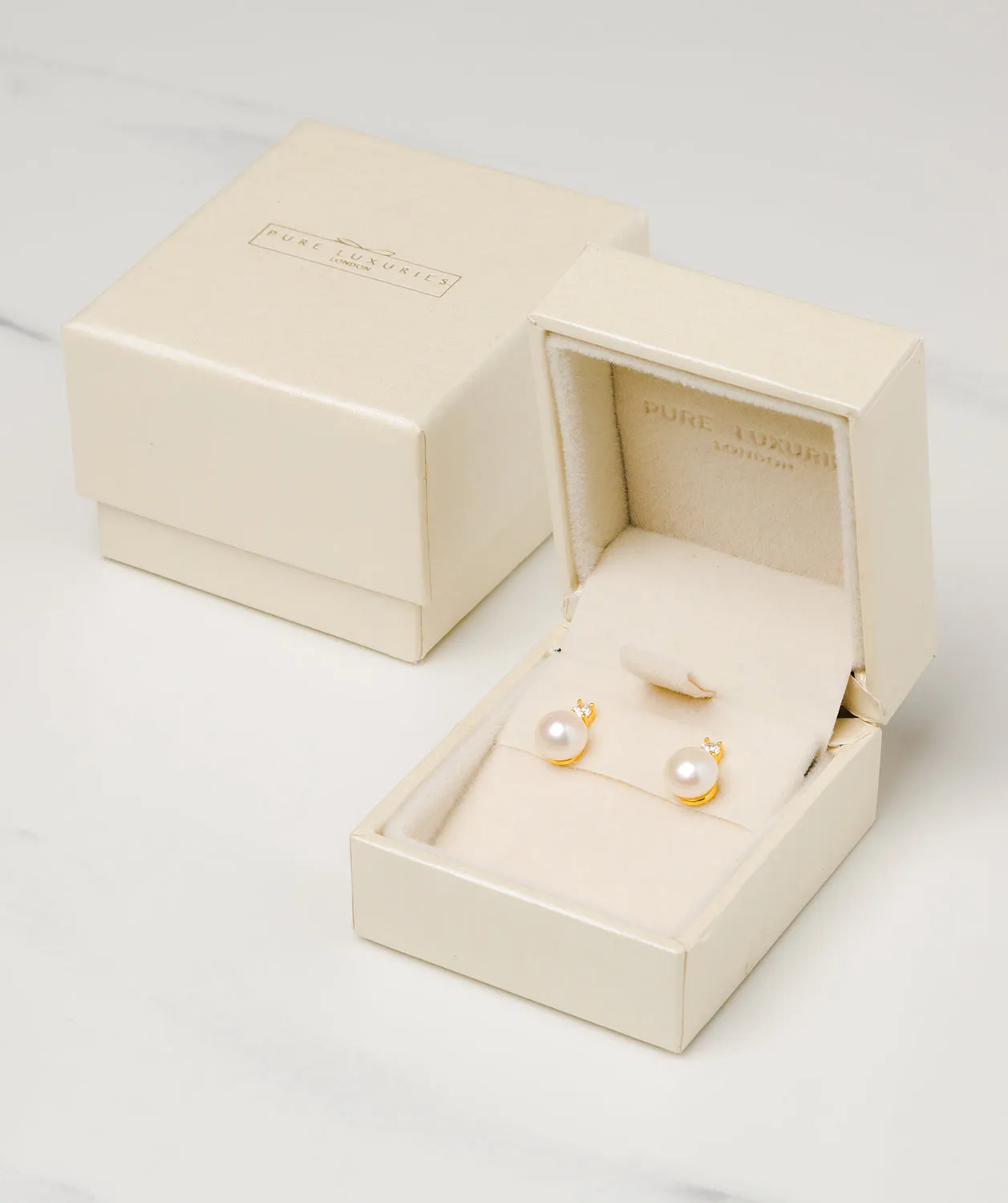 Gift Packaged 'Tomasa' 18ct Yellow Gold Plated 925 Silver & Pearl Earrings
