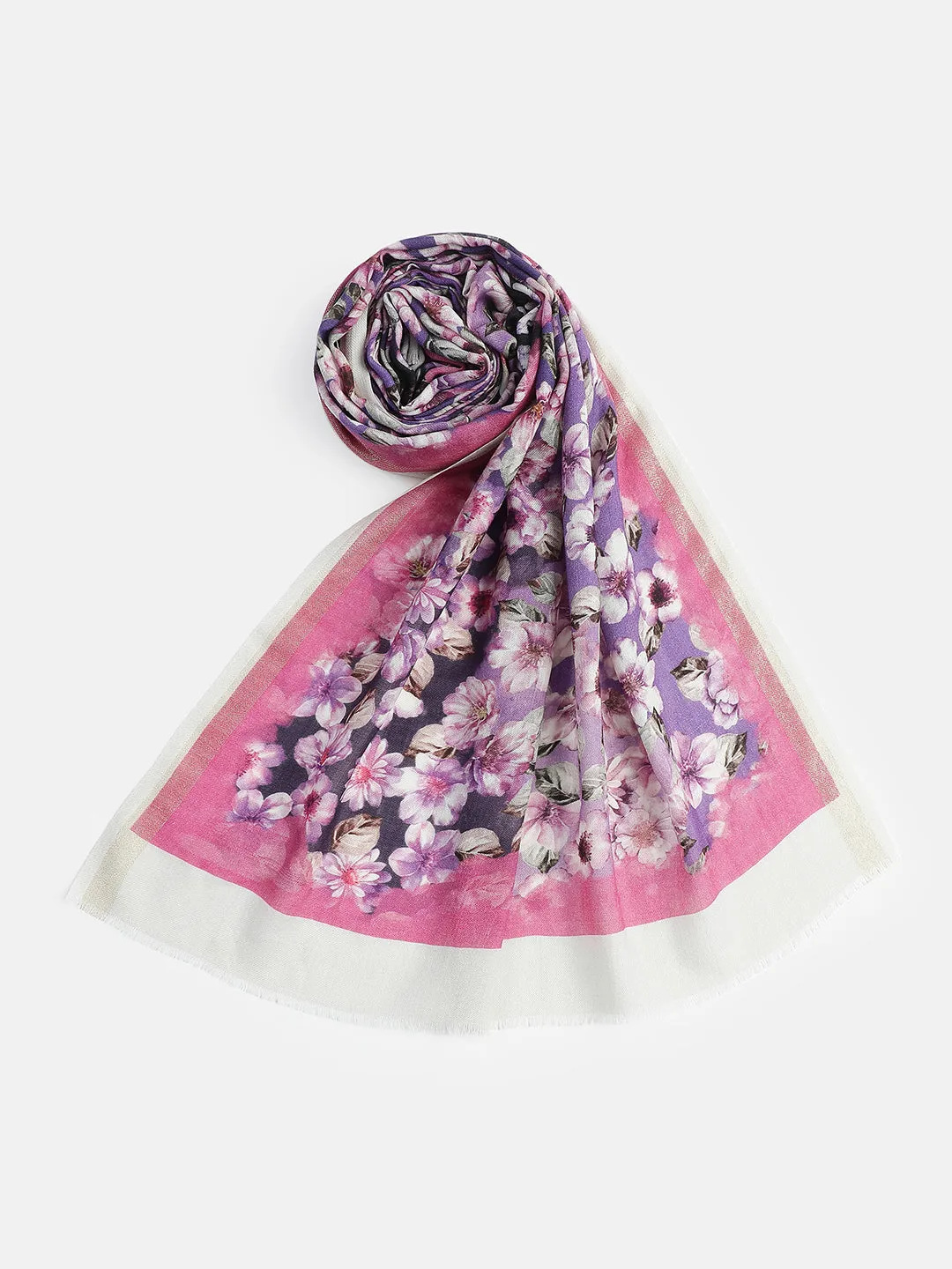 Gilded Whisper Floral Design Printed Stole