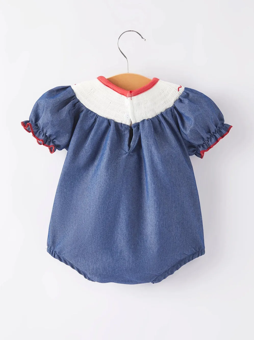 Girls Farm Smocking Embroidered Romper