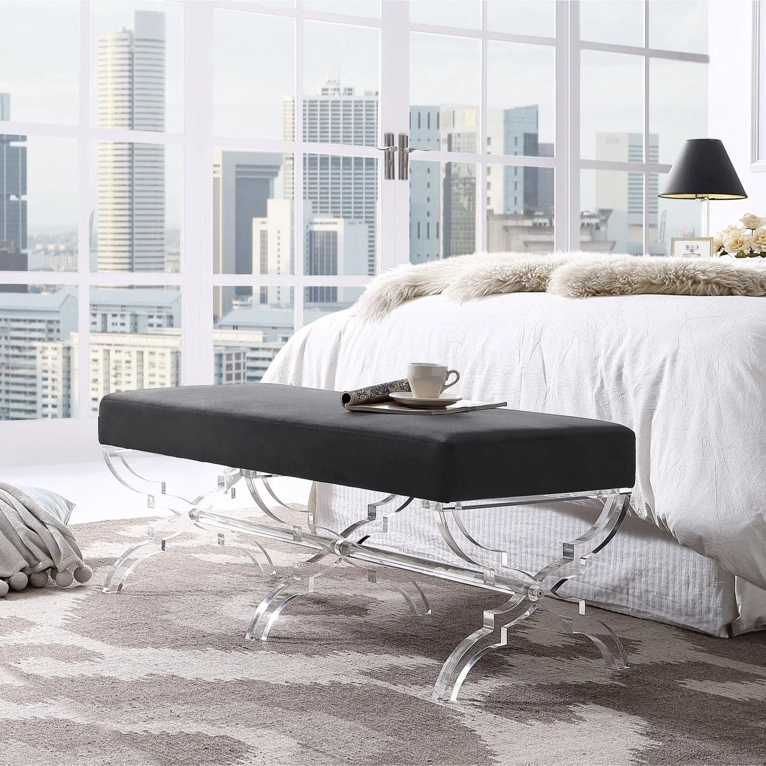 Giselle Velvet X-Leg Bench