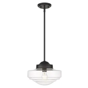 Golden Lighting  0508-M BLK-CLR Ingalls Medium Clear Glass School House Pendant