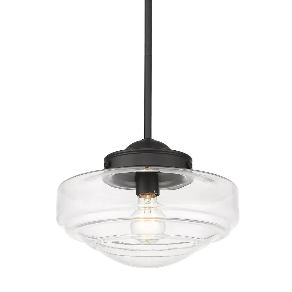 Golden Lighting  0508-M BLK-CLR Ingalls Medium Clear Glass School House Pendant