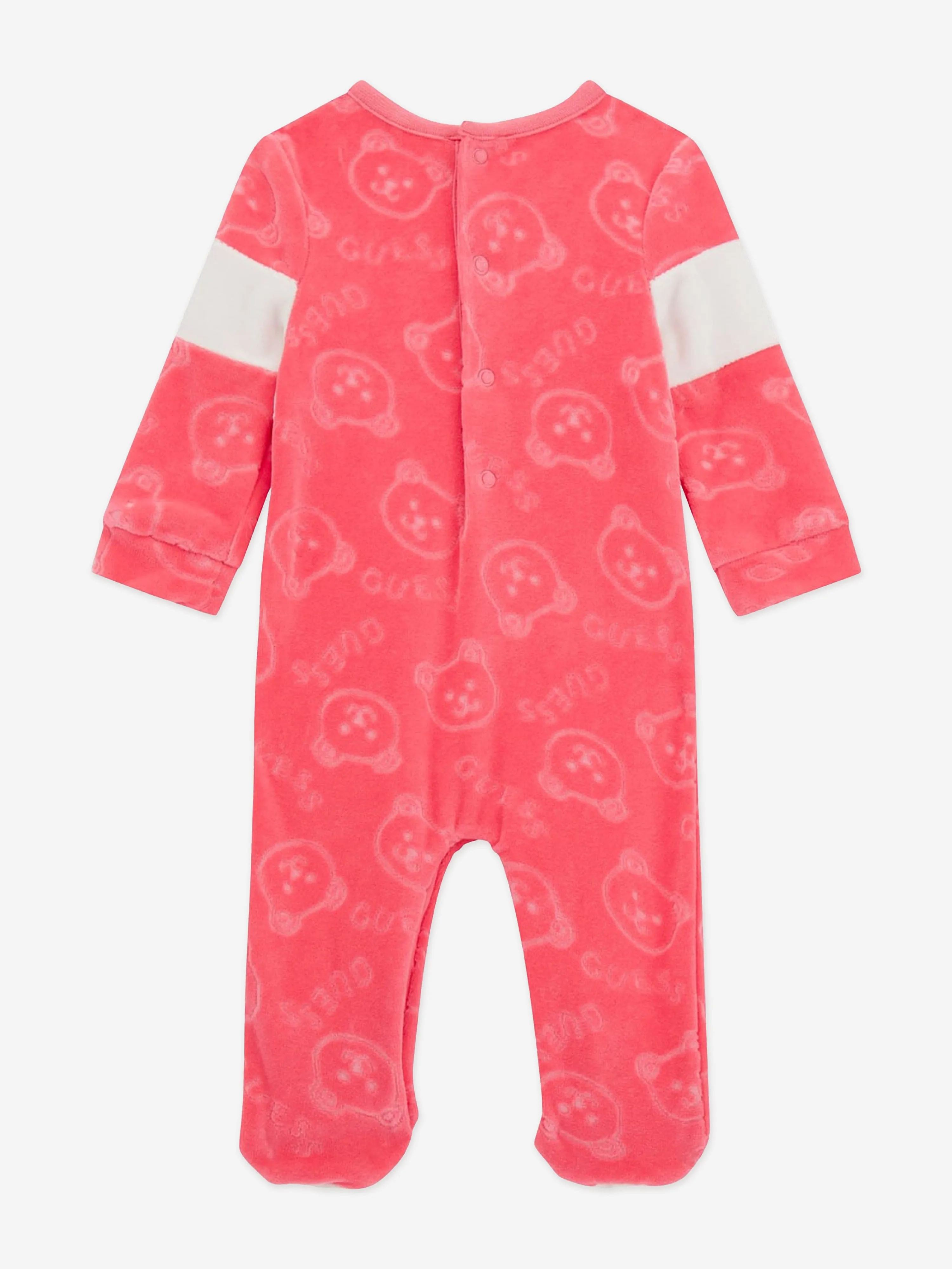 Guess Baby Girls Chenille Teddy Babygrow in Pink